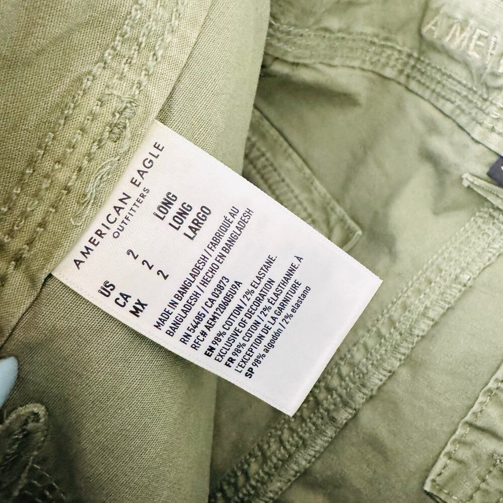 American Eagle Stretch Green Cargo Pants Women’s Size 2 Long - Picture 8 of 9